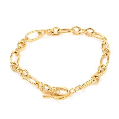 Unisex PVD Vacuum Plating 304 Stainless Steel Figaro Chain Bracelets