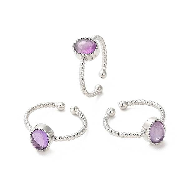 Natural Amethyst Open Cuff Ring