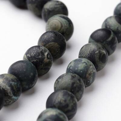 Frosted Round Natural Kambaba Jasper Bead Strands