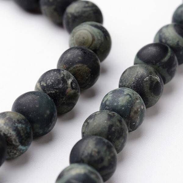 Frosted Round Natural Kambaba Jasper Bead Strands