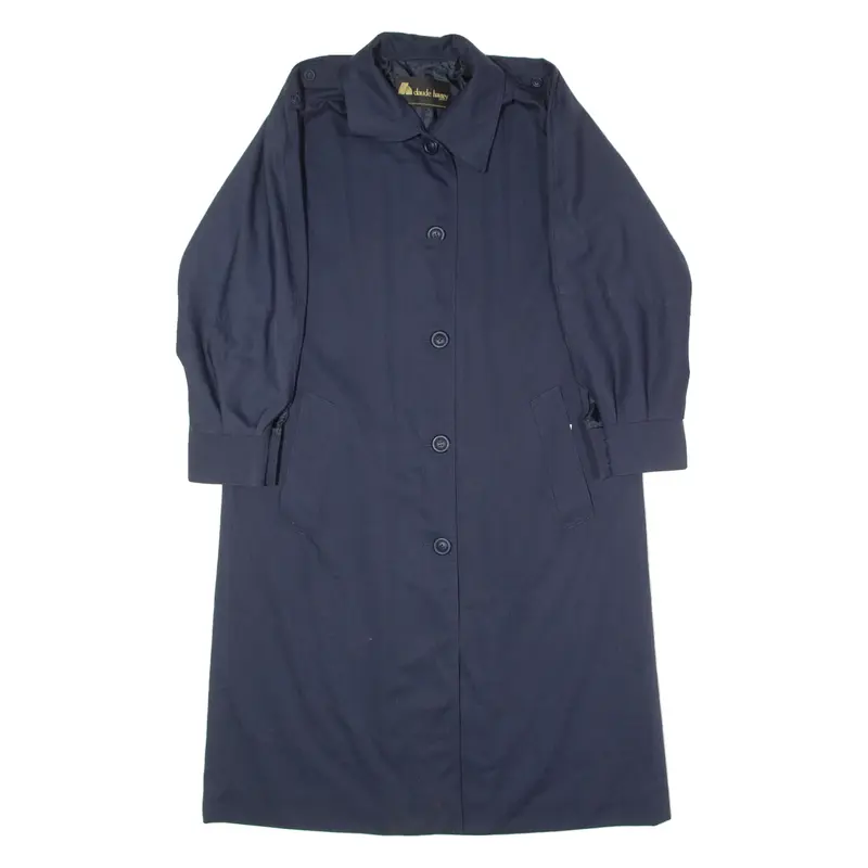 CLAUDE HARVEY Womens Trench Coat Blue Twill UK 10