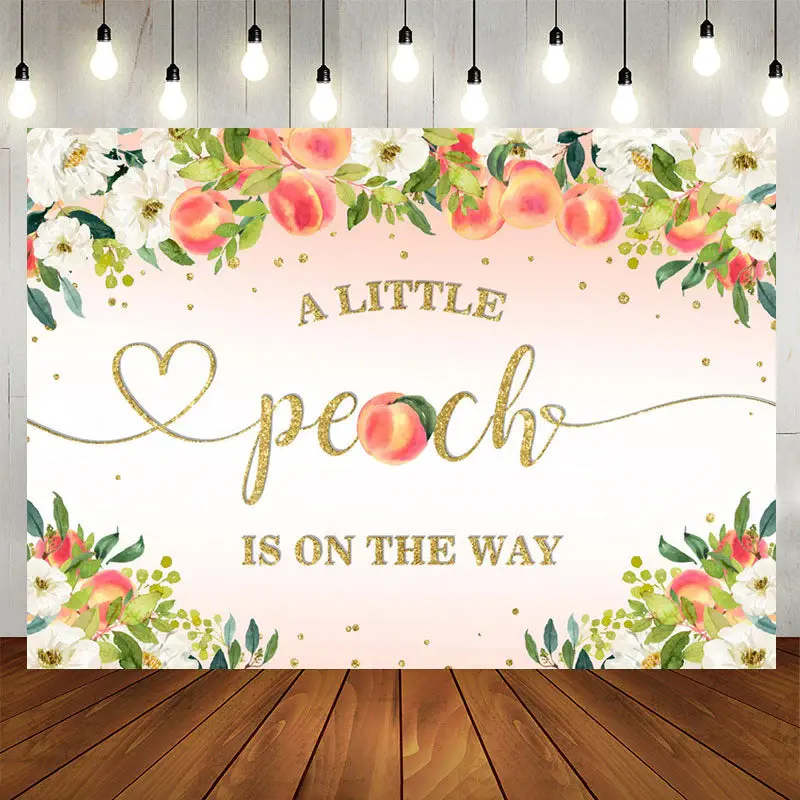 Aperturee A Peach Is On The Way Pink Baby Shower Backdrop