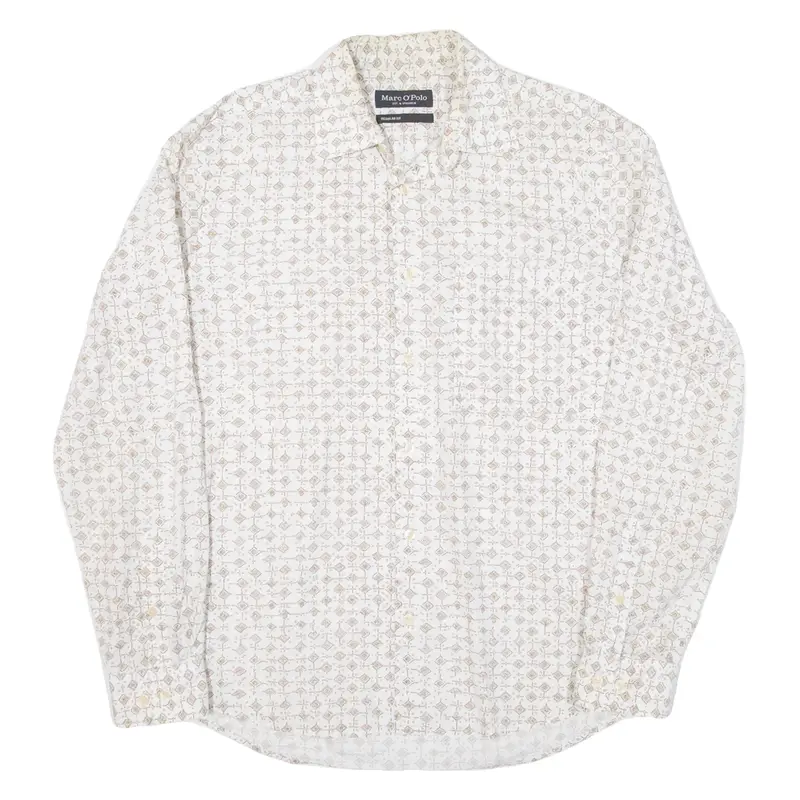 MARC O'POLO Mens Shirt Beige Crazy Pattern Long Sleeve M