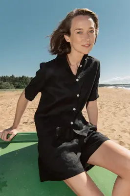 Women linen shirt - Black | Size: S