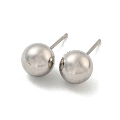 Tarnish Resistant 304 Stainless Steel with 201 Stainless Steel Smooth Round Ball Stud Earring Findings