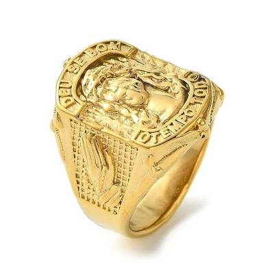 Ion Plating(IP) Saint 304 Stainless Steel Signet Rings