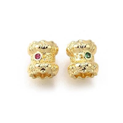 Brass Micro Pave Cubic Zirconia Beads