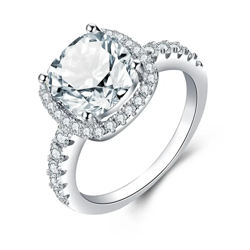 Sterling Silver Round Shaped Moissanite Round Wedding Ring