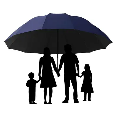 Large Solid Color Folding Umbrella, Manual Umbrella with Storage Bag, Durable Compact Umbrella for Men & Women & Family