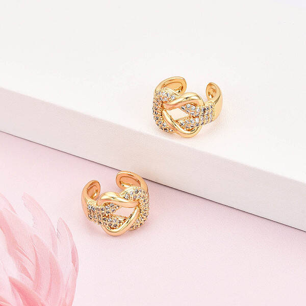 Brass Micro Pave Clear Cubic Zirconia Cuff Earrings
