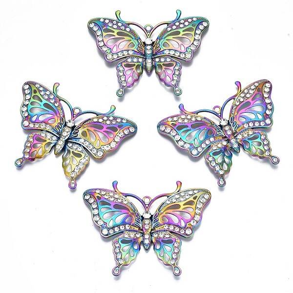 Rack Plating Rainbow Color Alloy Big Pendants