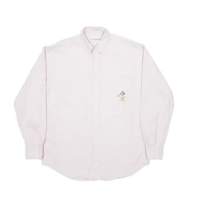 DISNEY Donaldson Plain Shirt Pink 90s Long Sleeve Mens L