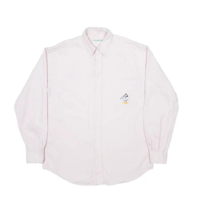 DISNEY Donaldson Plain Shirt Pink 90s Long Sleeve Mens L