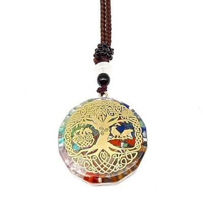 Resin & Natural & Synthetic Mixed Gemstone Pendant Necklaces