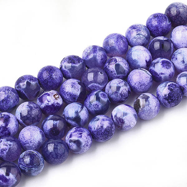Natural Fire Crackle Agate Beads Strands