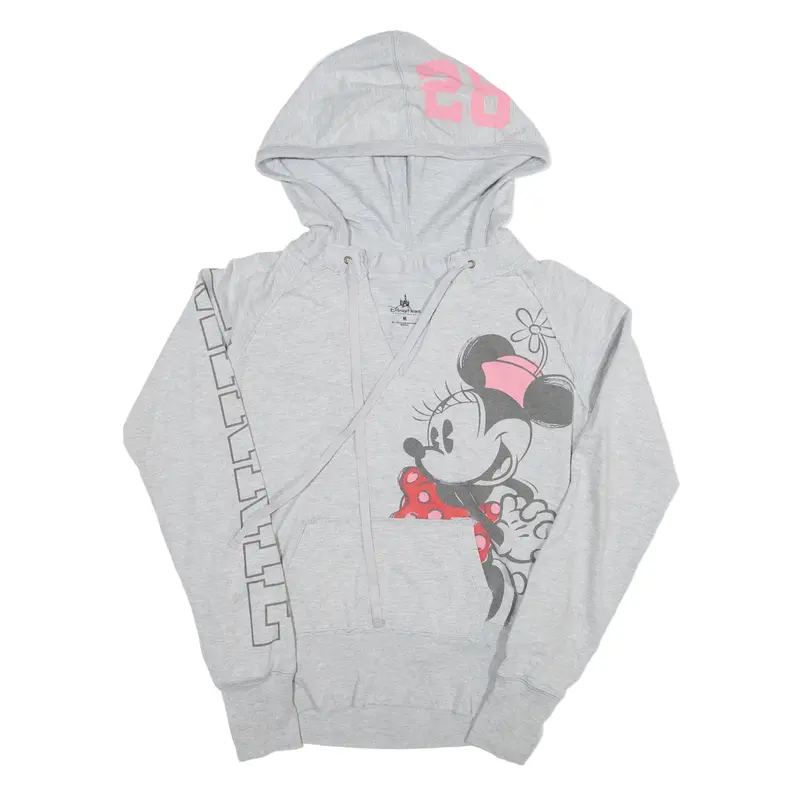 DISNEY Minnie Mouse Hoodie Grey Pullover Womens M