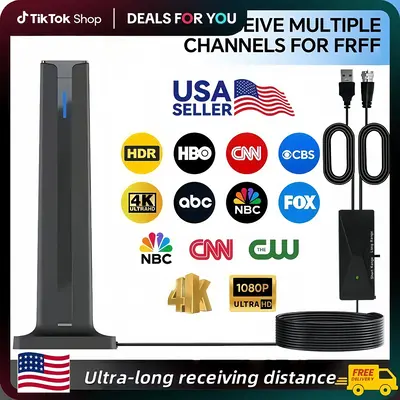 2025 TV Antenna Digital HD Antena Indoor HDTV 1080P 4K Long Range fathersdaygift Portable Antenna Hdmi Output Black