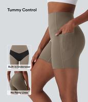 Halara UltraSculpt SoCinched High Waisted Tummy Control Built-in Underwear Anti-Bacterial Shaping Training Biker Shorts 5'' W...