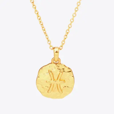 18K Gold Star Sign Zodiac Constellation Pendant Necklace - Circle