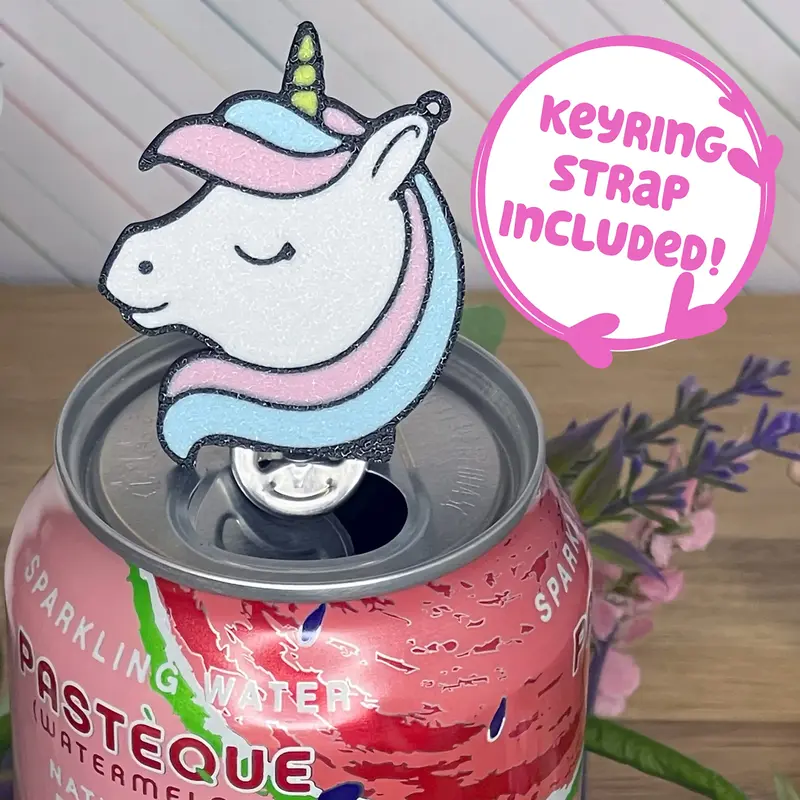 Tab Buddies Unicorn with keyring strap - Cute soda can tab opener help for kids, long nails, adaptive Kitchen Utensils Colorf...
