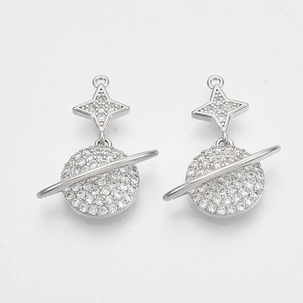 Brass Micro Pave Cubic Zirconia Pendants