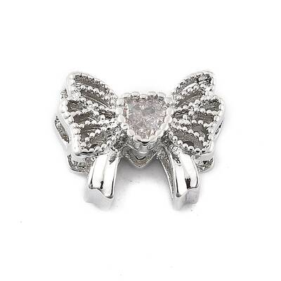 Brass Micro Pave Cubic Zirconia Beads