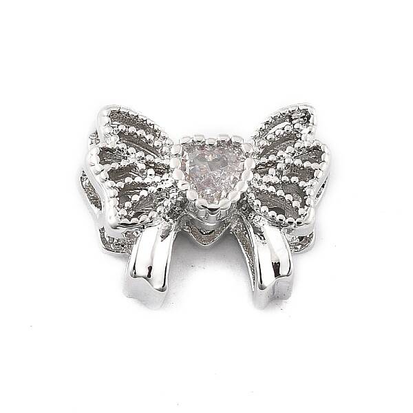 Brass Micro Pave Cubic Zirconia Beads