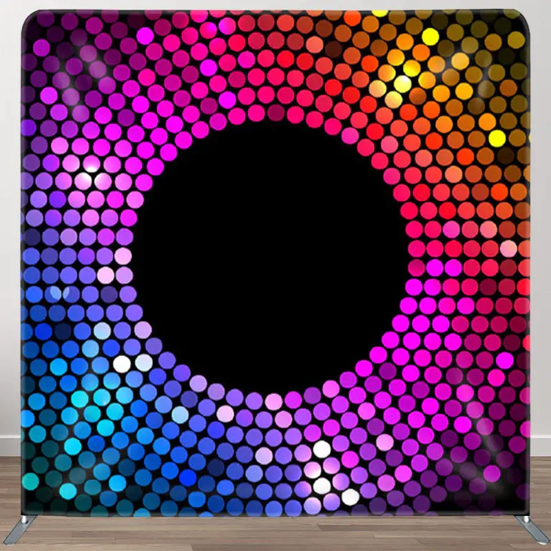 Aperturee Glitter Disco Circle Dots Fabric Dance Party Backdrop - Aperturee