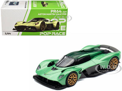 Aston Martin Valkyrie Iridescent Emerald Metallic with Green Carbon Top 1/64 Diecast Model Car by Pop Race