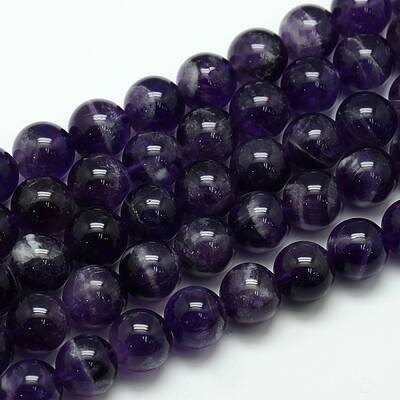 Natural Amethyst Round Bead Strands