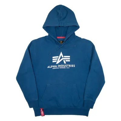 ALPHA INDUSTRIES Mens Blue Hoodie L