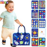 deAO Montessori Sensory Toys Busy Board, 10 Pages Quiet Book Travel Toys, Learning Activities with Life Skills, Alphabet, Num...