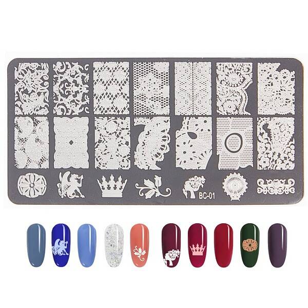 Non-Tarnish Lace Flower Stainless Steel Nail Art Stamping Plates