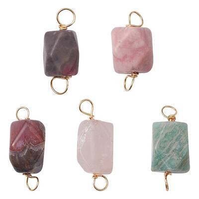 Natural Mixed Stone Connector Charms
