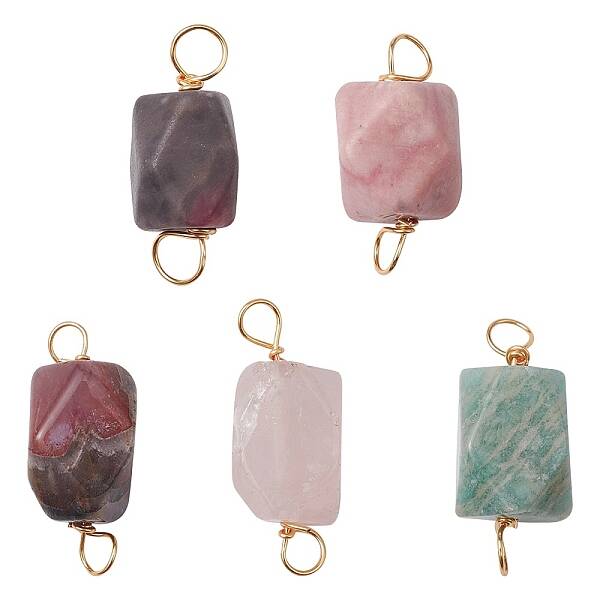 Natural Mixed Stone Connector Charms