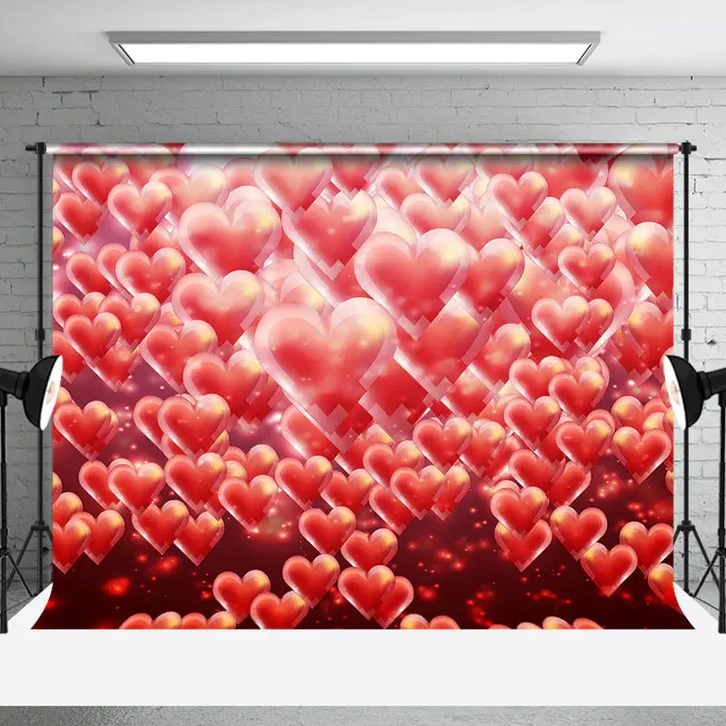 Aperturee Pink Dense Hearts Romantic Valentines Day Backdrop | Valentines Day Photo Backdrop | Happy Valentines Day Banner | ...