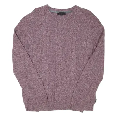 TED BAKER Mens Jumper Maroon Cable Knit Wool L