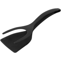 2 in 1 Grip and Flip Spatula Tongs Egg Flipper Tong Pancake Fish French Toast Omelet Making for Home Kitchen Cooking Tool Bla...
