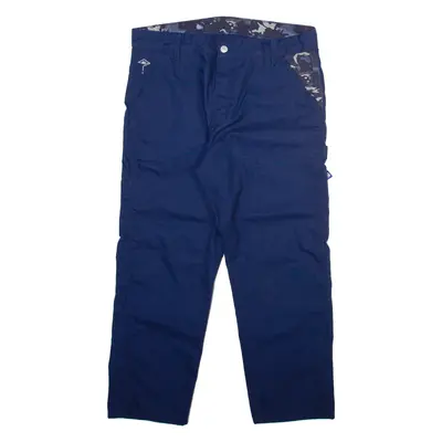 CARHARTT Carpenter Mens Trousers Blue Relaxed Straight W32 L25