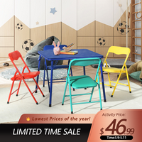 【FathersDayGift】Homy Casa Kids 5-Piece Folding Activity Table and Chair Set - Lightweight, Multi-Color, Perfect for Playr...