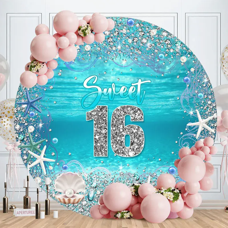 Diamonds Underwater Round Sweet 16 Birthday Backdrop - Aperturee