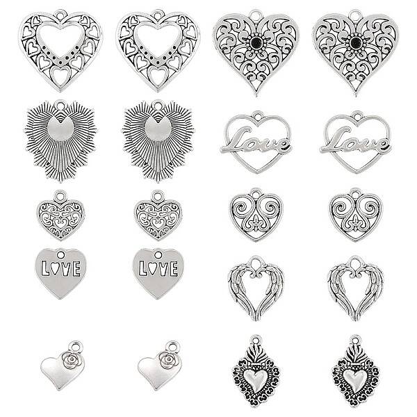 80Pcs 10 Styles Tibetan Style Alloy Pendants