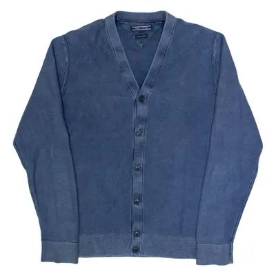 TOMMY HILFIGER Mens Cardigan Blue V-Neck Tight Knit L