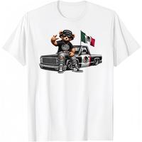 Fashion Designer T-Shirts - Cotton Graphic Tees with Mexican Pride Truck Bear Tee - Ride in Style,Crewneck,Casual,Men's Gifts...