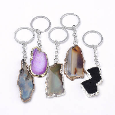 Plated Natural Agate Keychain