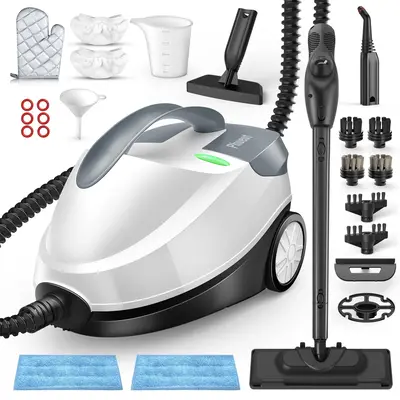 Phueut 1800W High-Pressure Steam Cleaner with 1.5L Tank & 28 Attachments for Home Multipurpose Floor Cleaning Chemical-Free H...