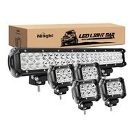 Nilight  20Inch 126W Spot Flood Combo Led Light Bar 4PCS 4Inch 18W Spot LED Pods Fog Lights led lights car for Jeep Wrangler ...