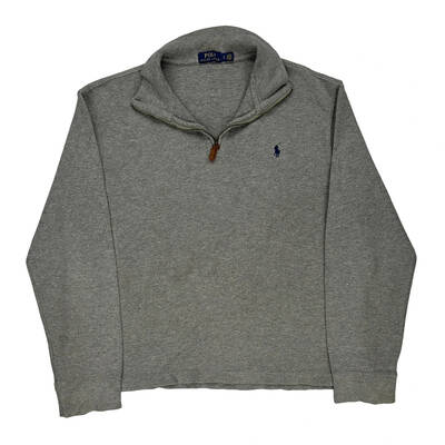 Polo By Ralph Lauren 1/4 Zip - Large Grey Cotton