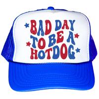 Bad Day to Be a Hot Dog Trucker Hat for Men and Women - Funny 4th of July Snapback - Red White and Blue Adjustable Hat