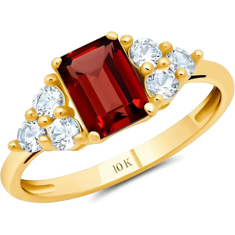 10K Gold Emerald Cut Custom Engagement Ring Birthstone Ring Anniversary Ring